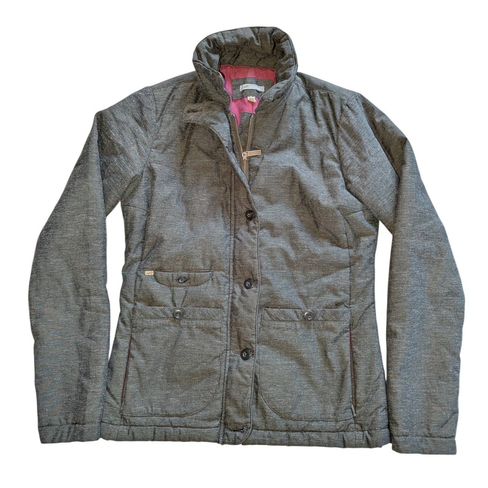 Horny Toad Women Small Grey Organic Cotton Hemp Blend Quilted Puffer Jacket Zip